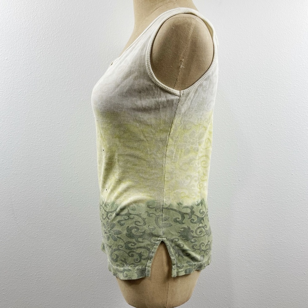 Language Tank Top Vintage Distressed Rhinestone Size Medium - Picture 3 of 5